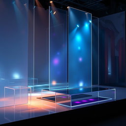 An innovative theatre stage set design featuring striking plexiglass elements
