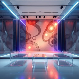 An innovative theatre stage set design featuring striking plexiglass elements