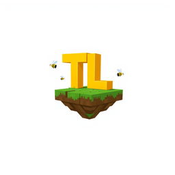 A logo design featuring the letters 'T' and 'L' in bold yellow, styled in a Minecraft aesthetic