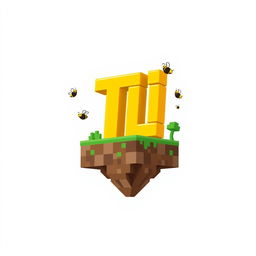 A logo design featuring the letters 'T' and 'L' in bold yellow, styled in a Minecraft aesthetic