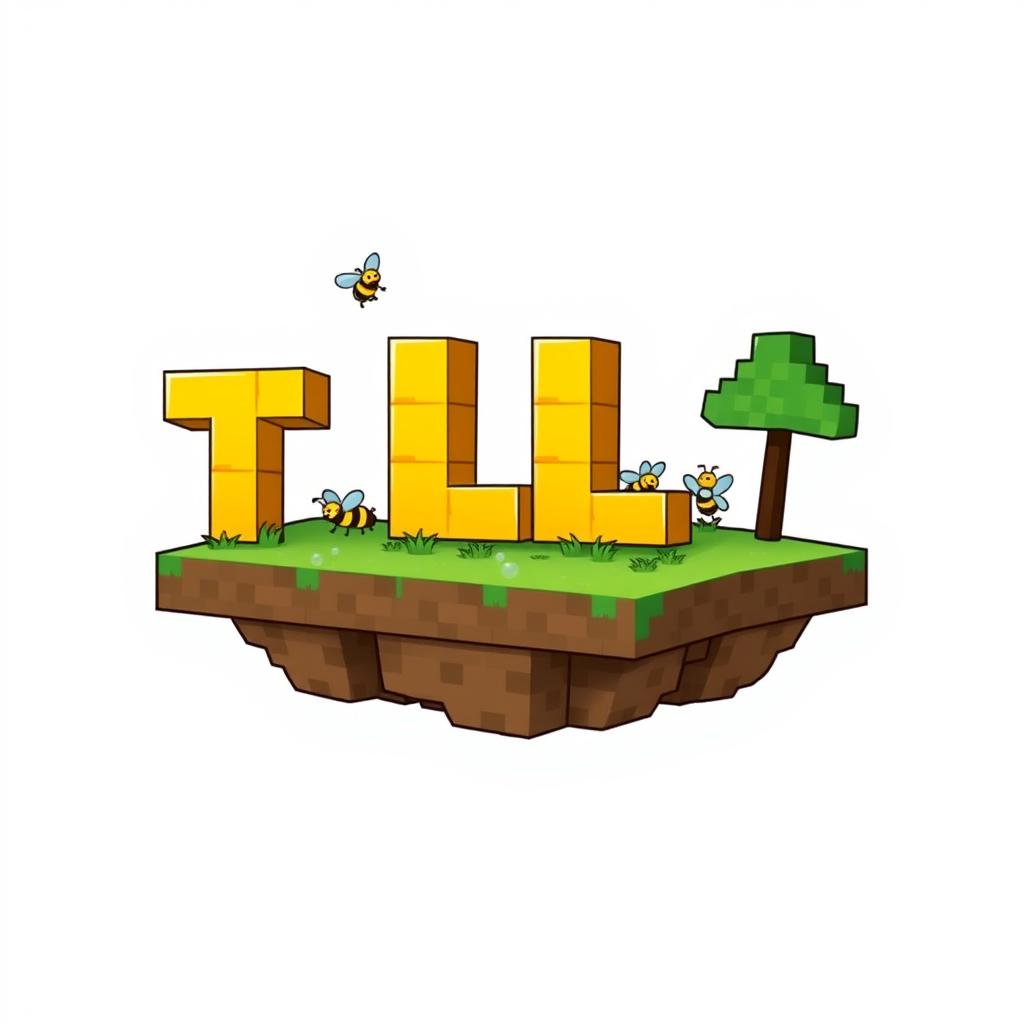 A logo design featuring the letters 'T' and 'L' in bold yellow, styled in a Minecraft aesthetic