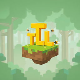 A logo design featuring the letters 'T' and 'L' in bold yellow, styled in a Minecraft aesthetic