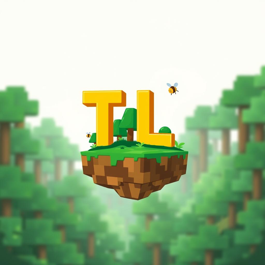 A logo design featuring the letters 'T' and 'L' in bold yellow, styled in a Minecraft aesthetic