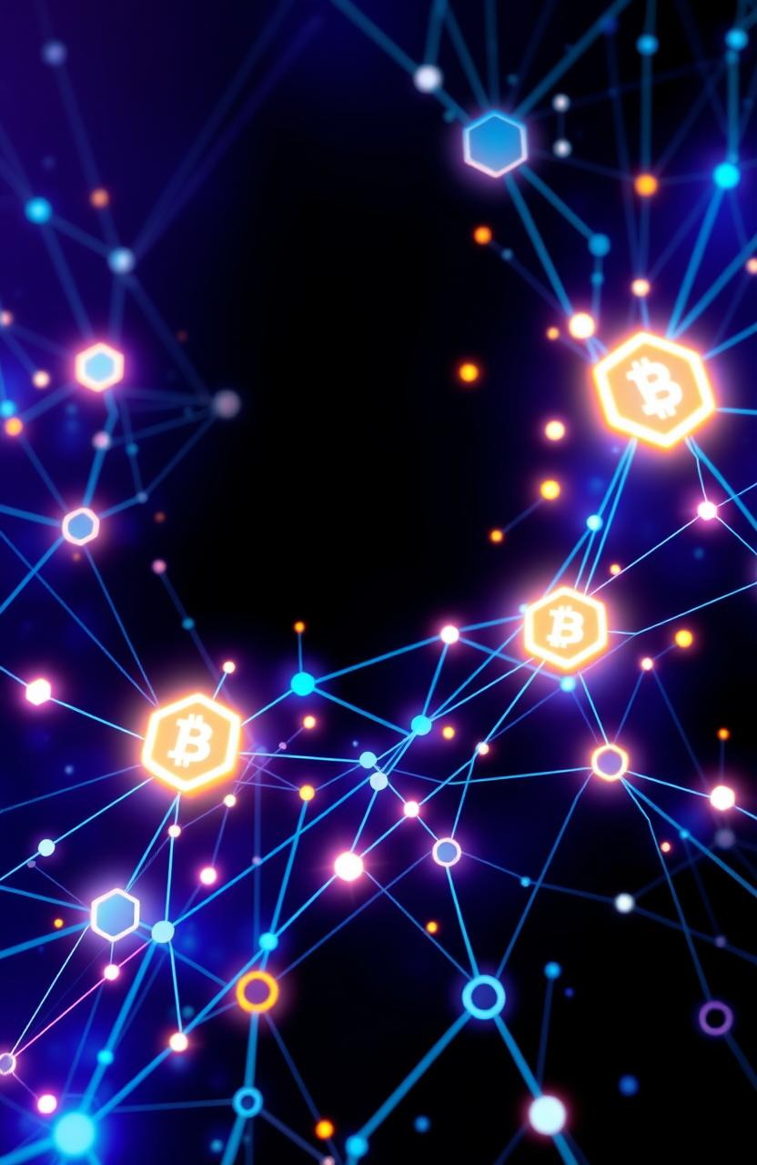A futuristic and sleek book cover design inspired by cryptocurrency and blockchain technology
