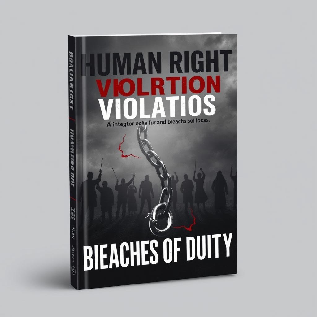 A striking book cover design that focuses on human rights violations and breaches of duty