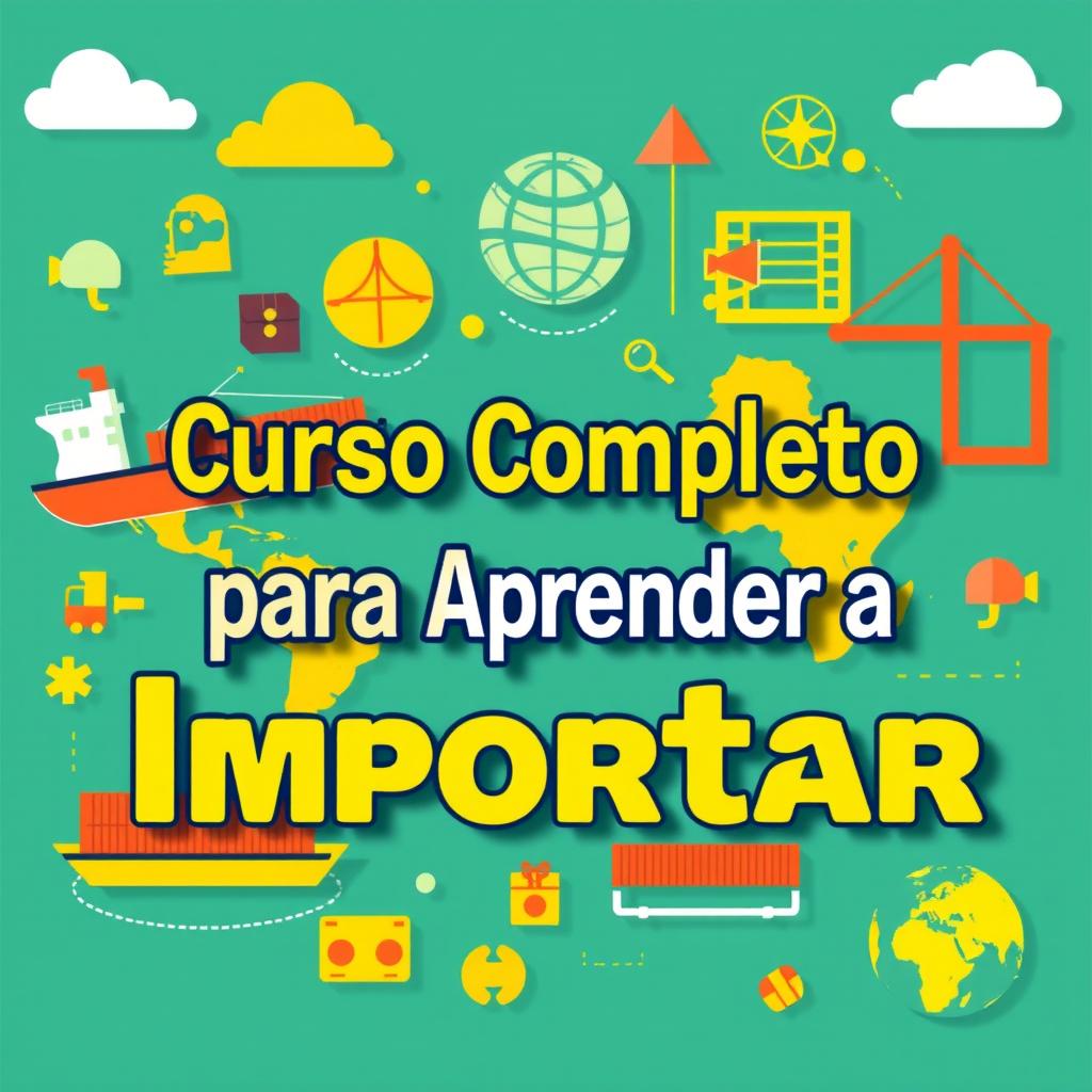 An illustration that visually represents the concept of importing, featuring colorful graphics in shades of green, yellow, and orange