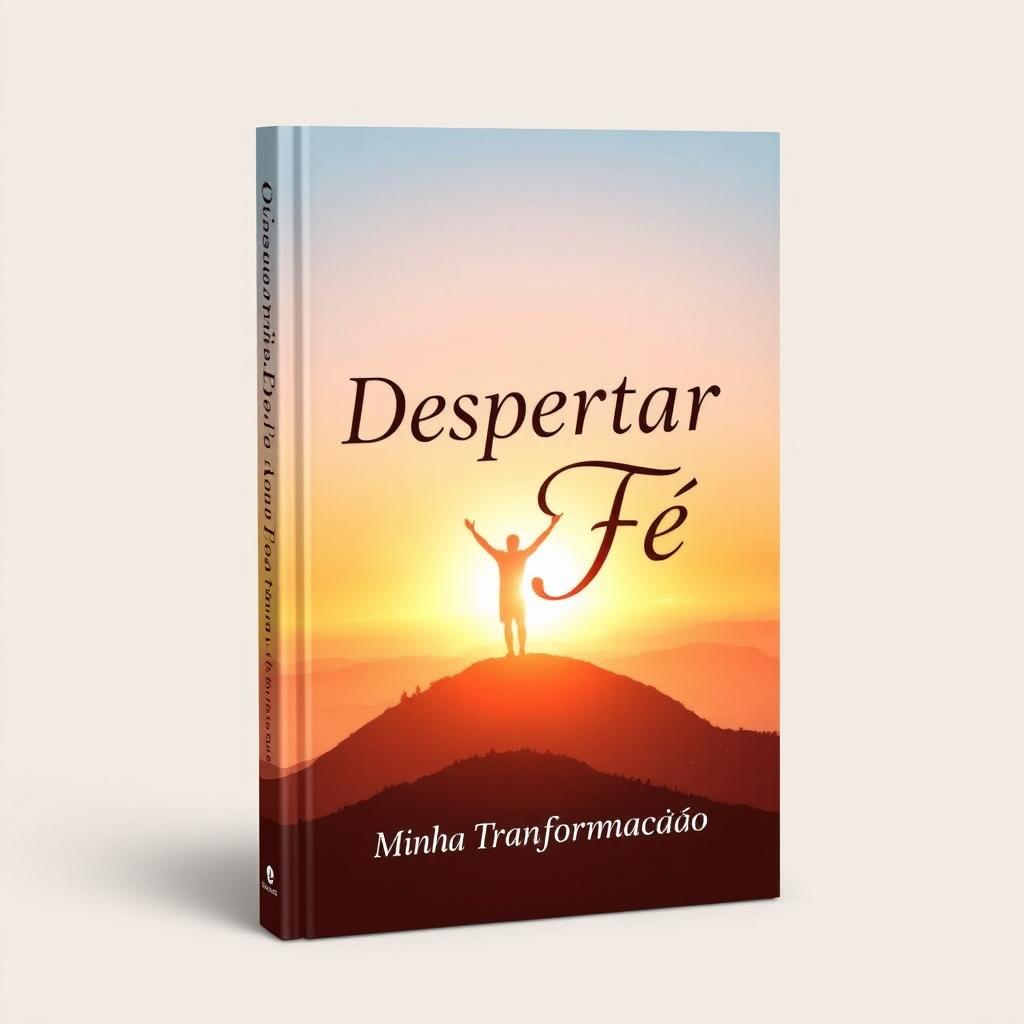A captivating book cover design featuring the title 'Despertar da Fé: Minha Transformação'