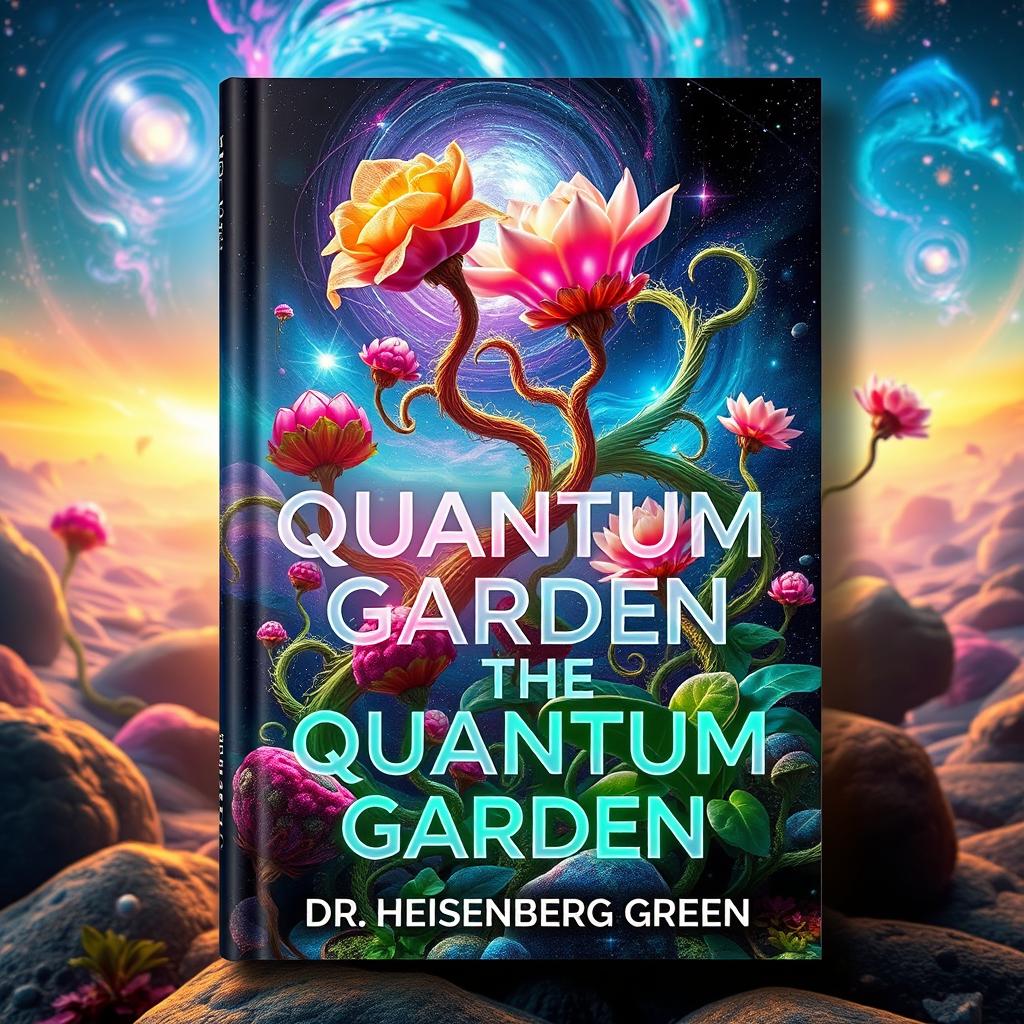 A striking book cover for 'The Quantum Garden' by Dr