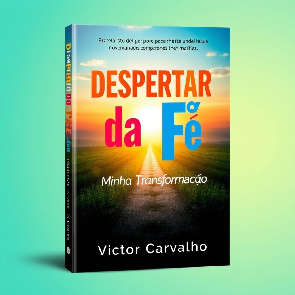 A vibrant and professional book cover design for 'Despertar da Fé: Minha Transformação' by Victor Carvalho