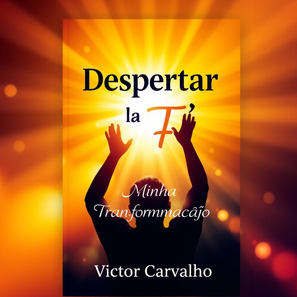 A vibrant and eye-catching book cover for 'Despertar da Fé: Minha Transformação' by Victor Carvalho