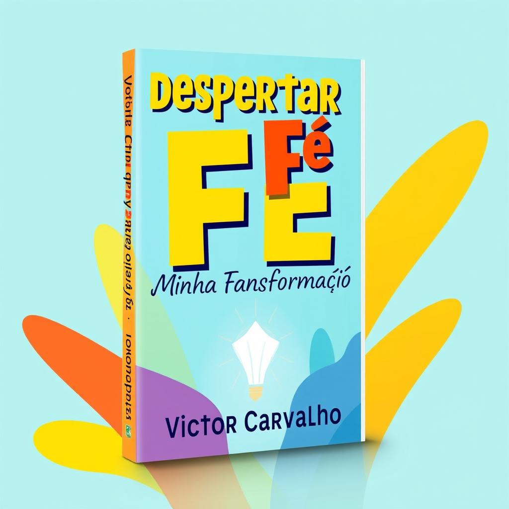 A colorful and engaging book cover for 'Despertar da Fé: Minha Transformação' by Victor Carvalho