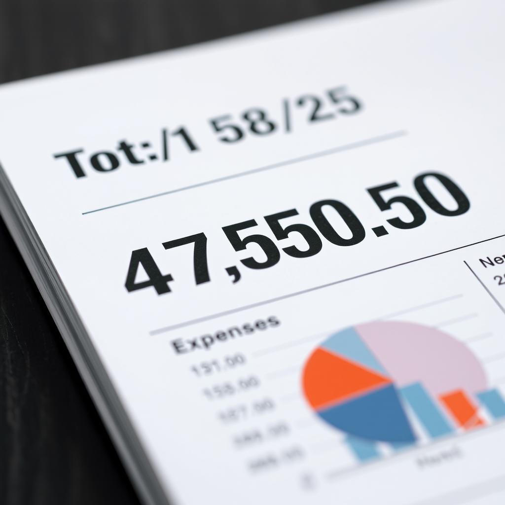 A close-up view of a detailed financial report with the figures clearly visible