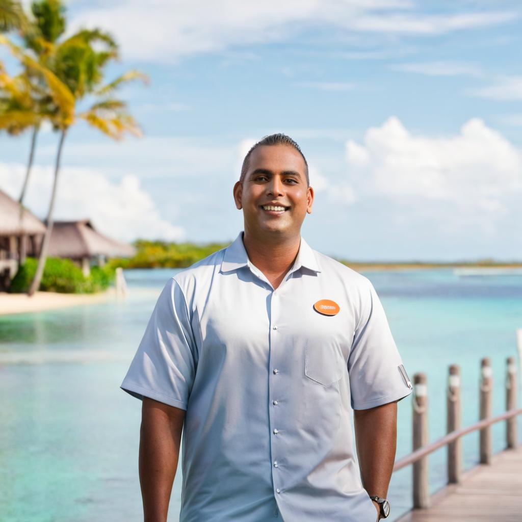 Meet the Friendly Food & Beverage Manager on a Scenic Ocean Pier