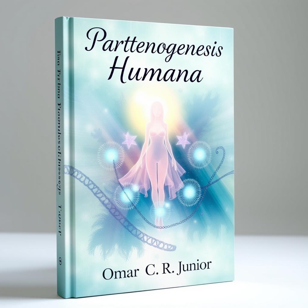 An illustrated book cover about human parthenogenesis, featuring a surreal and thought-provoking design