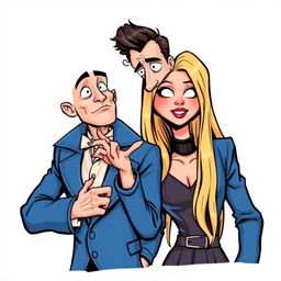 A whimsical and cute comic poster with a white background featuring two non-realistic characters