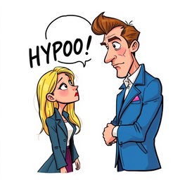 A whimsical and cute comic poster with a white background featuring two non-realistic characters