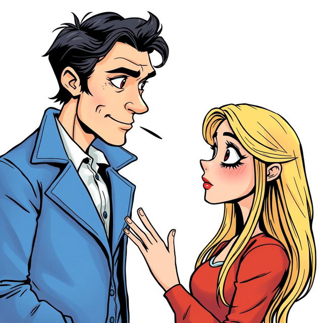 A whimsical and cute comic poster with a white background featuring two non-realistic characters