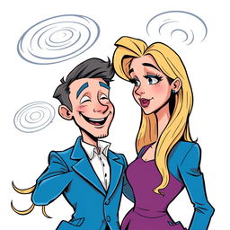 A whimsical and cute comic poster with a white background featuring non-realistic characters