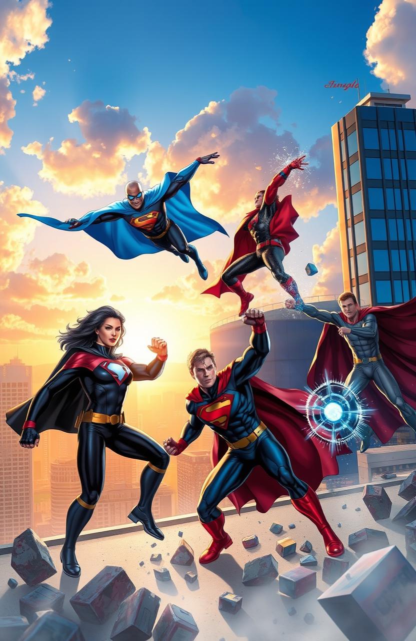Unleash the Heroes: A Dynamic Superhero Scene