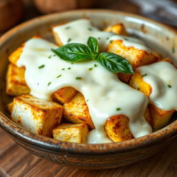 A delectable dish featuring soft and flavorful paneer cubes beautifully topped with a generous layer of gooey melted mozzarella cheese