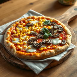 A hyper-realistic pizza featuring a golden-brown crust topped with a generous layer of melted mozzarella cheese