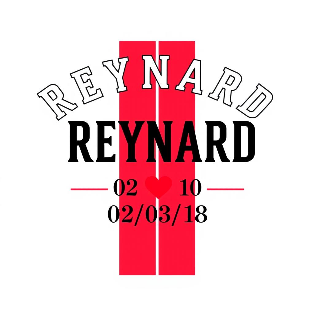 A stylish t-shirt design emphasizing typography, featuring the name 'REYNARD' in a bold, modern font that grabs attention