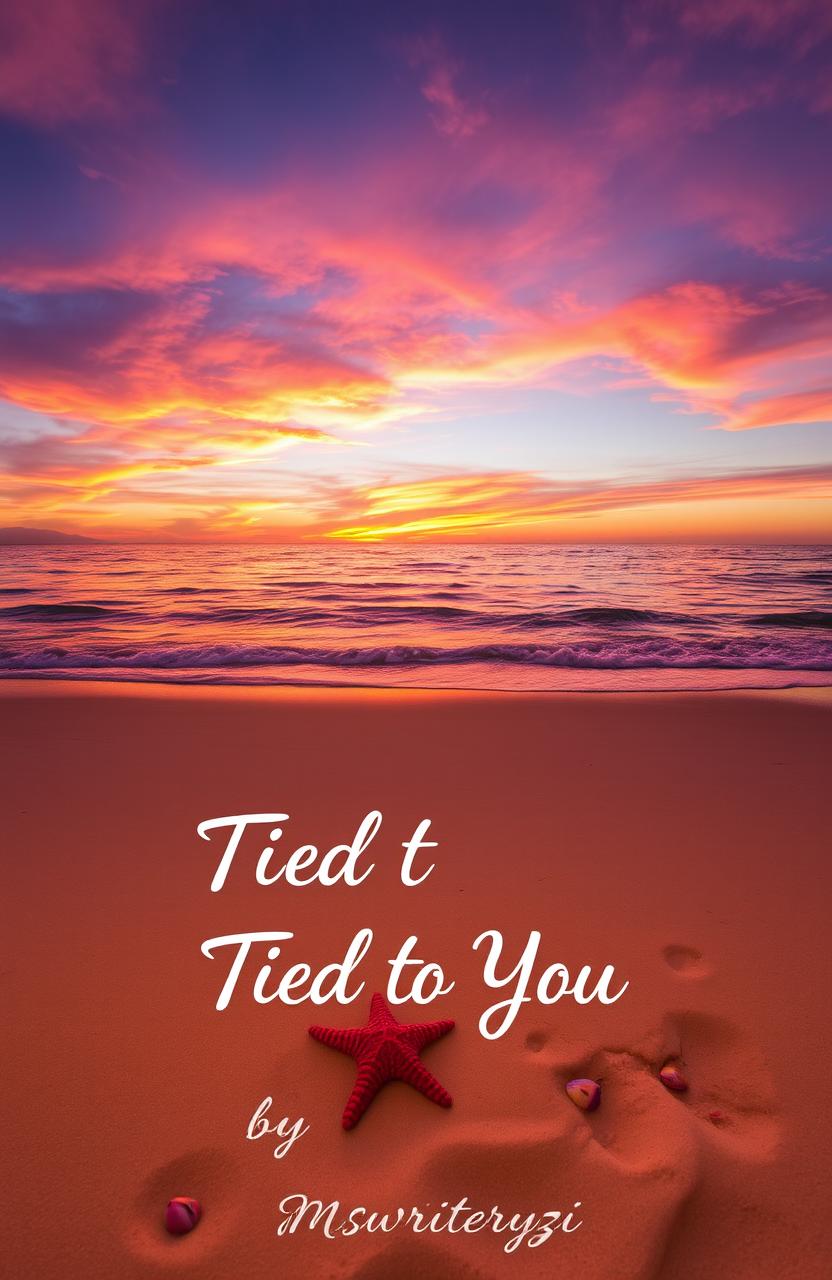 A stunning sunset over a tranquil ocean, with vibrant hues of orange, pink, and purple reflecting off the water