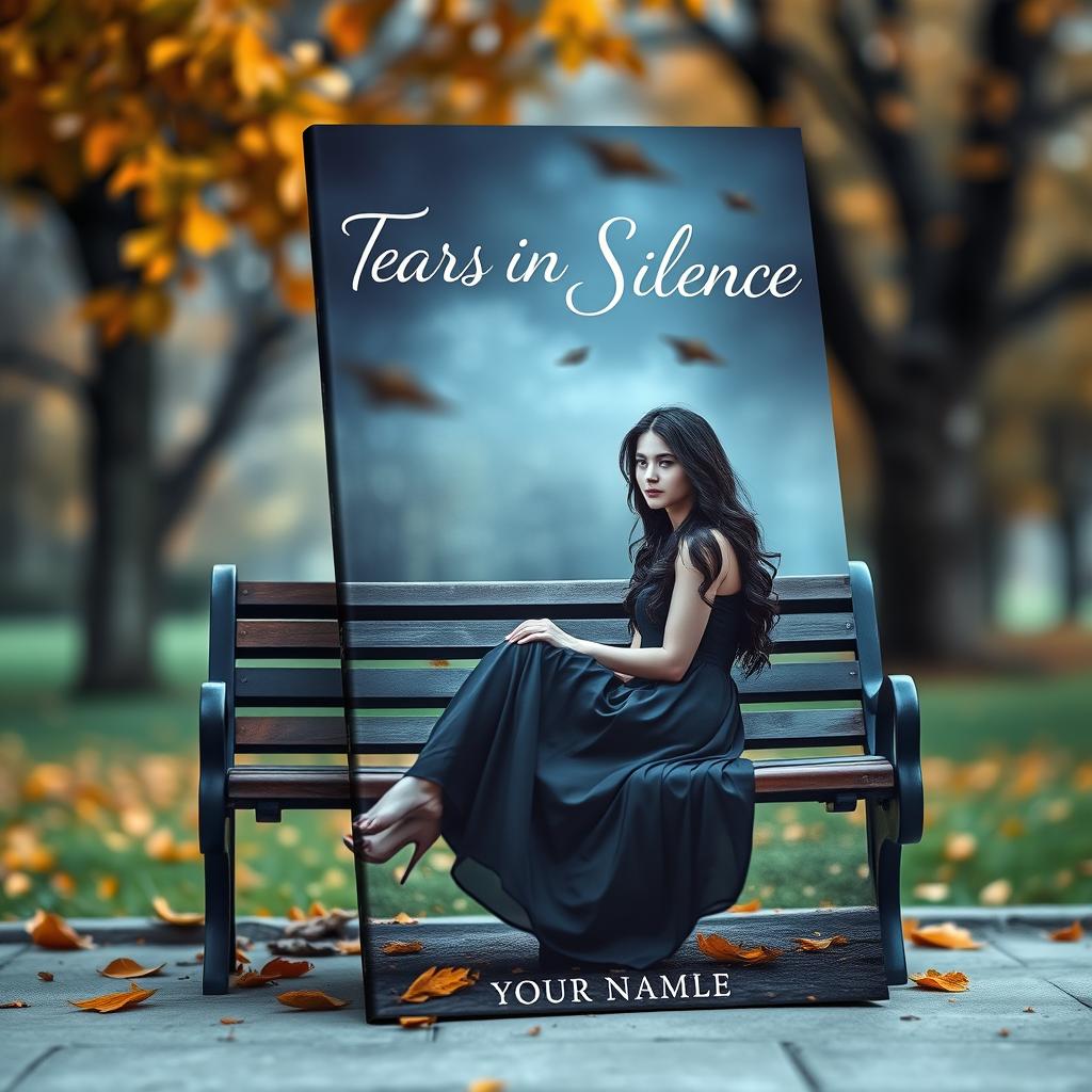 A captivating book cover for 'Tears in Silence' by [Your Name], blending elements of drama, romance, and psychological fiction