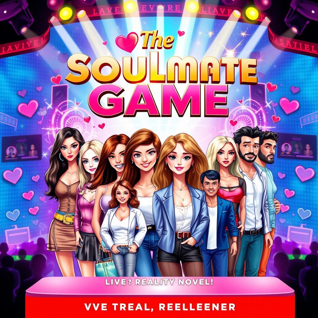 A captivating book cover for a novel titled 'The Soulmate Game'