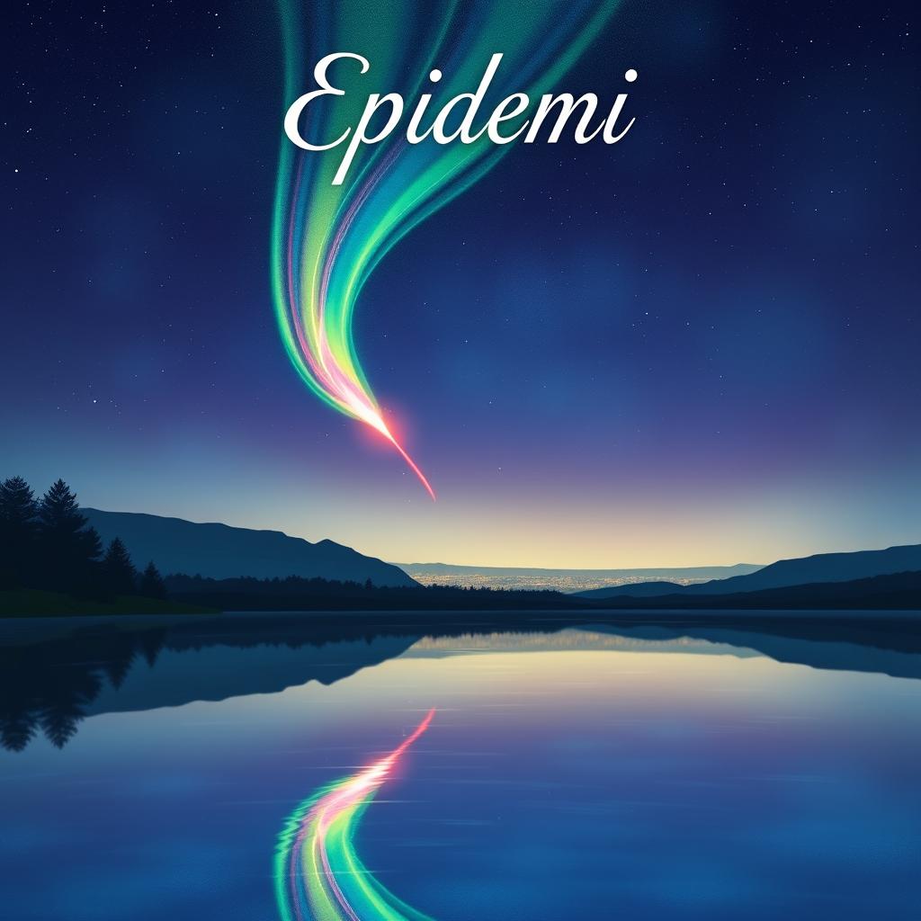 A natural-style book cover illustration depicting a vibrant green, pink, and blue meteor with a long tail streaking across a night sky
