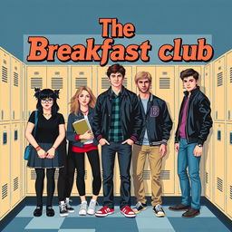 A vibrant movie poster inspired by the classic film "The Breakfast Club"