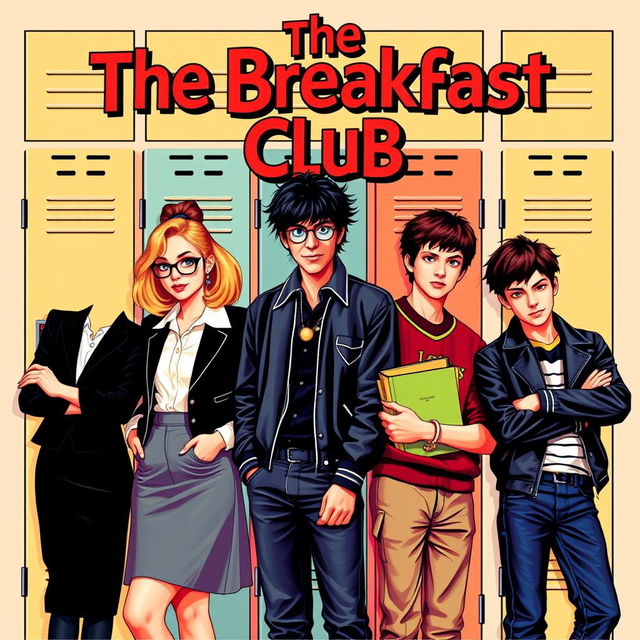 A colorful movie poster inspired by the classic film "The Breakfast Club"