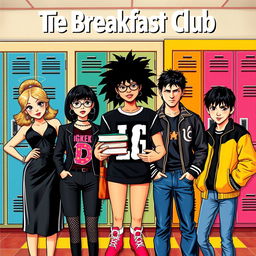 A colorful movie poster inspired by the film "The Breakfast Club"