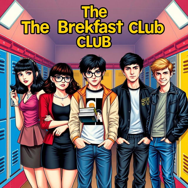 A colorful movie poster inspired by the film "The Breakfast Club"