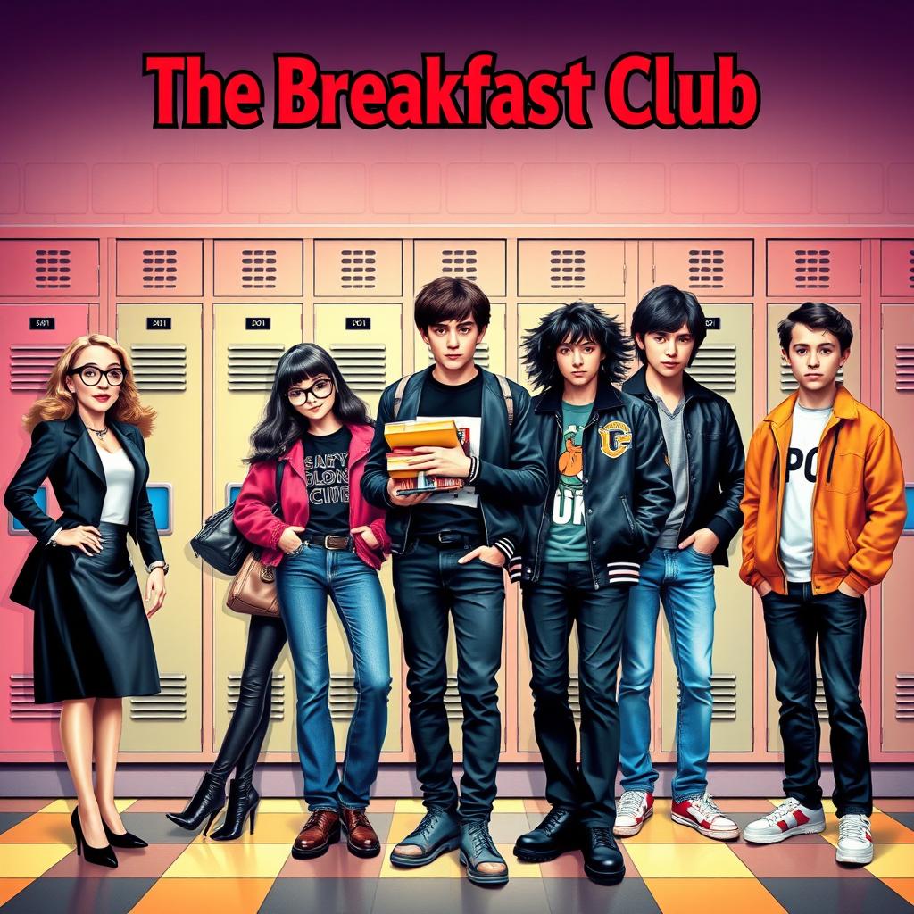 A colorful movie poster inspired by the film "The Breakfast Club"