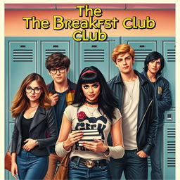 A dynamic movie poster inspired by the film "The Breakfast Club" featuring a diverse cast of characters
