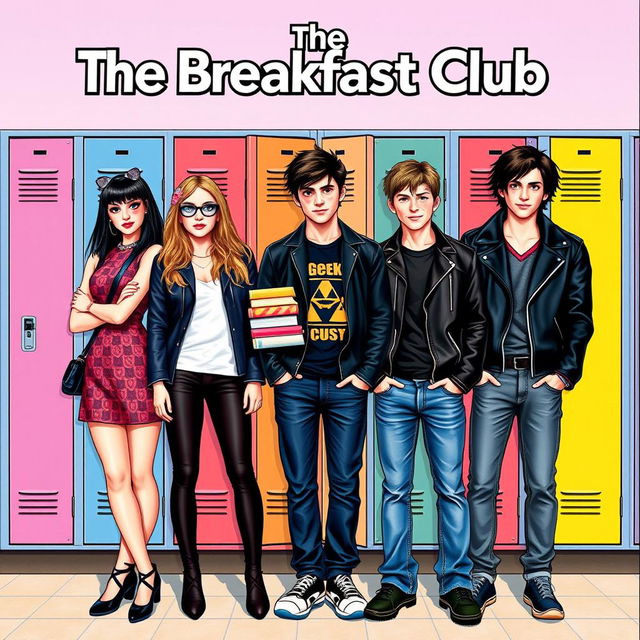 A vibrant movie poster inspired by "The Breakfast Club"