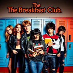 An eye-catching movie poster inspired by "The Breakfast Club" featuring five distinctive characters