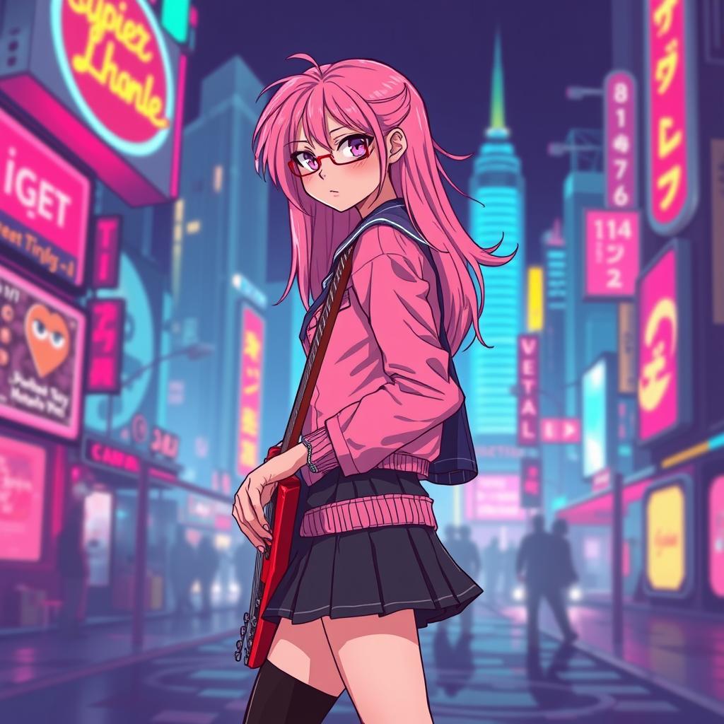 Pixel Art Cyberpunk Girl: A Neon Dream