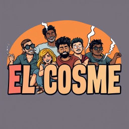 A graphic illustration for a t-shirt featuring the text 'EL COSME' prominently displayed in bold, stylized letters
