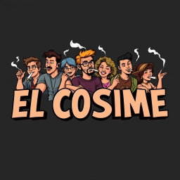 A graphic illustration for a t-shirt featuring the text 'EL COSME' prominently displayed in bold, stylized letters