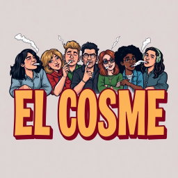 A graphic illustration for a t-shirt featuring the text 'EL COSME' prominently displayed in bold, stylized letters