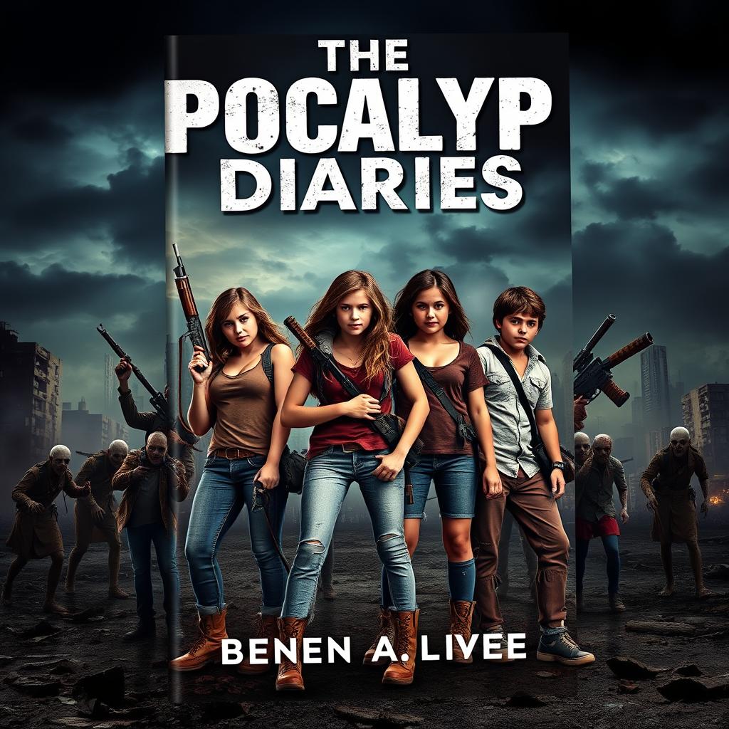 An eye-catching book cover design for 'The Apocalypse Diaries', set in a thrilling zombie apocalypse