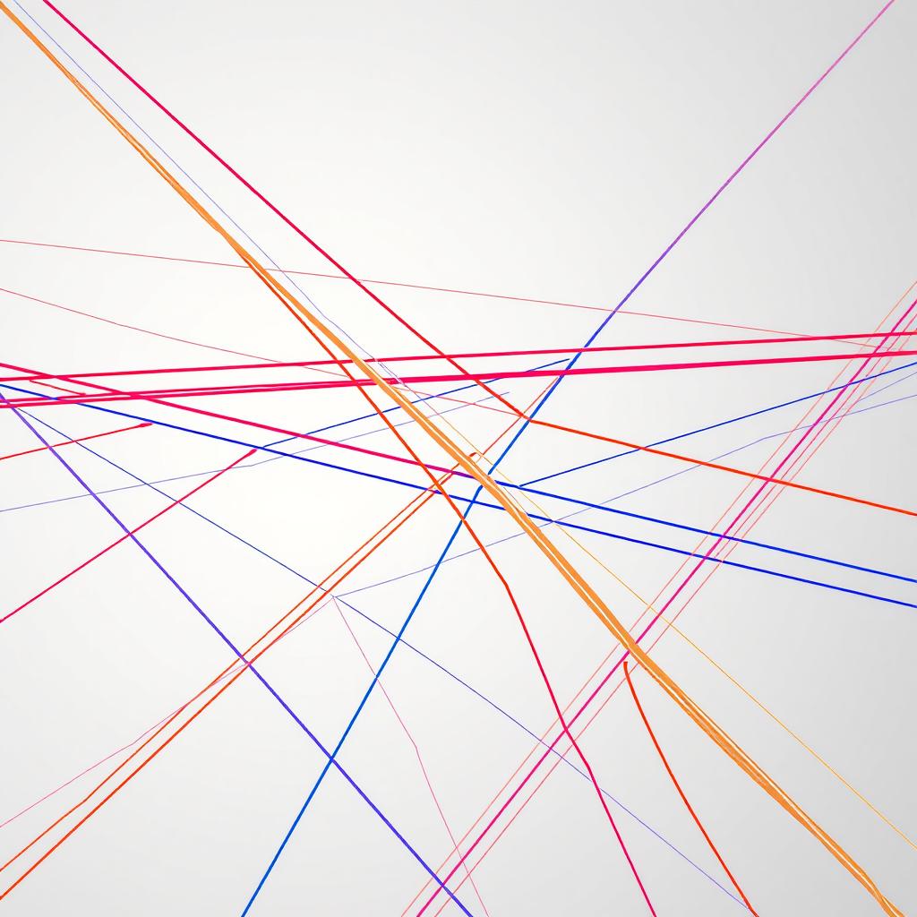 A stunning abstract representation of 'Crossing Lines' with intricate pathways and intersecting lines in vibrant colors