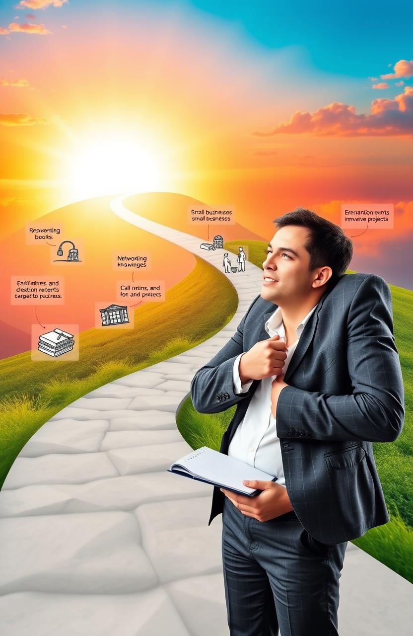 A visually inspiring representation of an entrepreneur's journey towards success