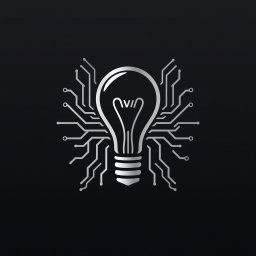 A modern logo for a technology and creative innovation company, featuring a stylized light bulb intertwined with intricate circuit patterns