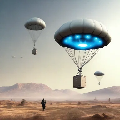 The science fiction novel depicts a future world where airdrops are a common method of delivering essential supplies to remote areas.