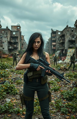 A dramatic and intense scene set in a zombie apocalypse in Brazil