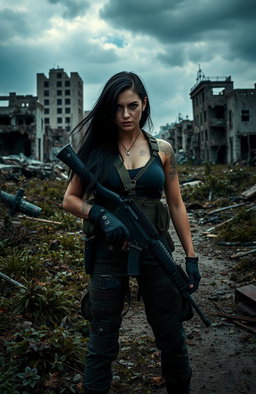 A dramatic and intense scene set in a zombie apocalypse in Brazil