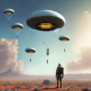 The science fiction novel depicts a future world where airdrops are a common method of delivering essential supplies to remote areas.